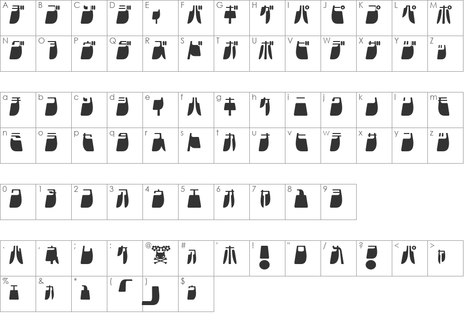 Frigate Katakana - Light font character map preview