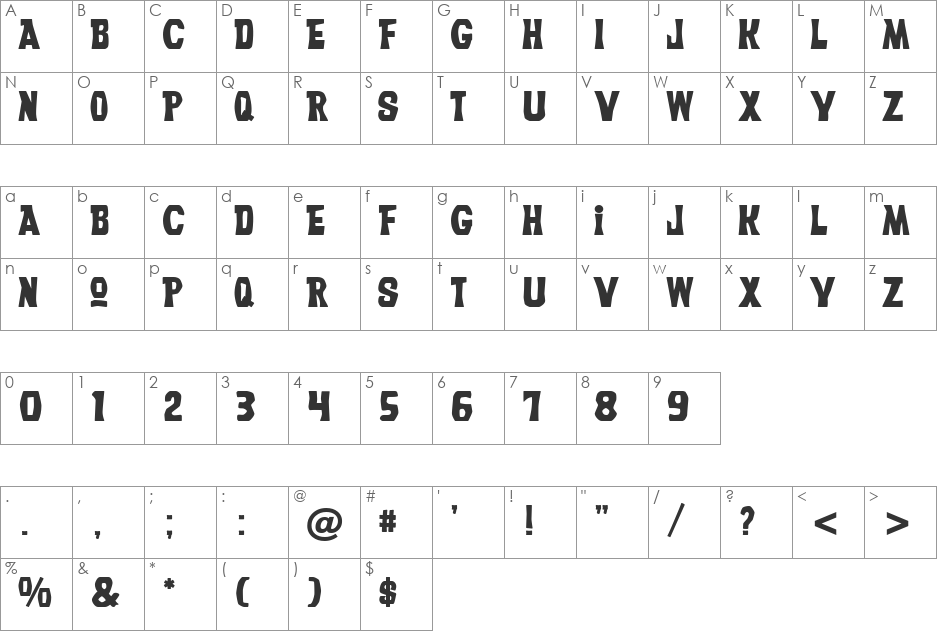 FrikiTikiJF font character map preview