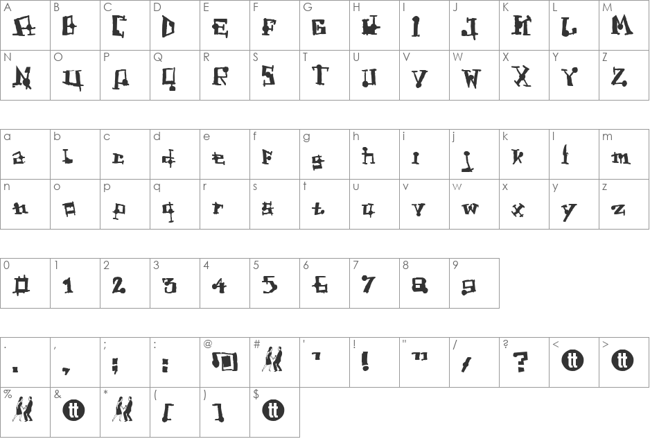FrogAss font character map preview