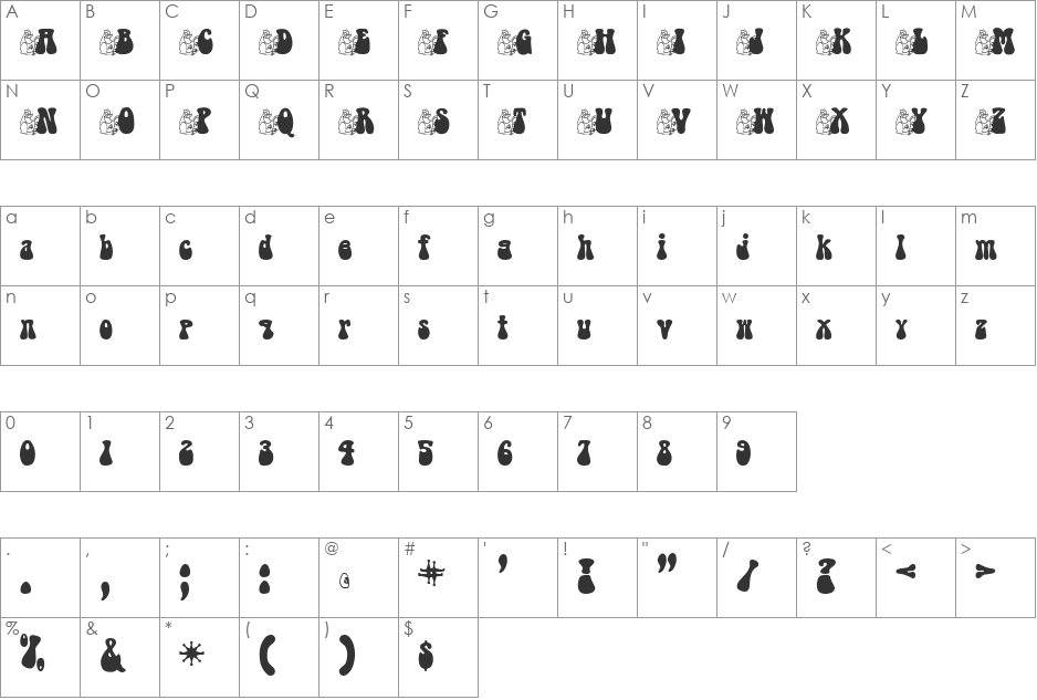 FrogLicking font character map preview