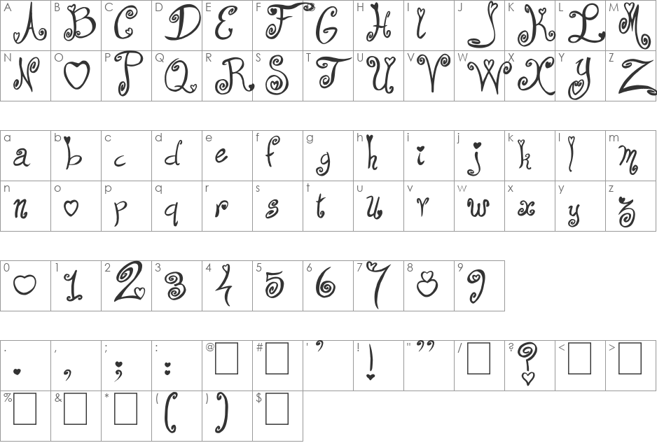 From Me 2 You font character map preview