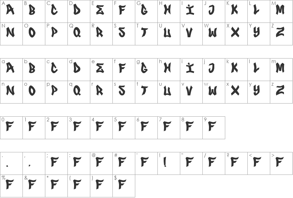 FRS GENUINO font character map preview