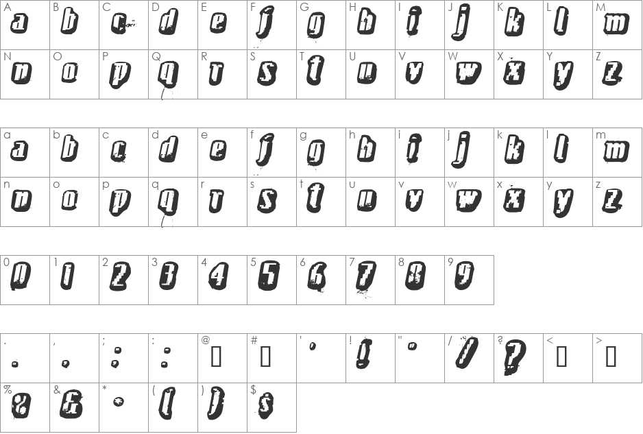 fructosa font character map preview