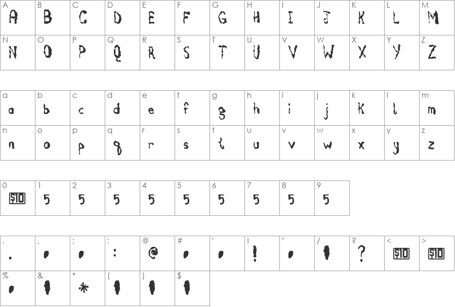 Fruitcake font character map preview