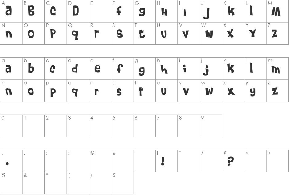 FruitForEars font character map preview