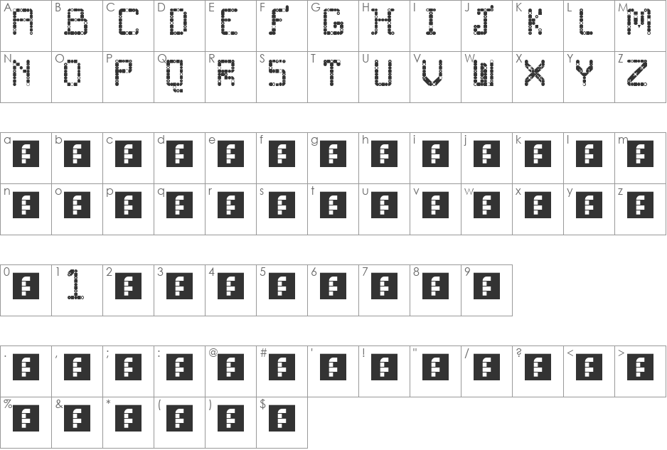 FruitLoops font character map preview