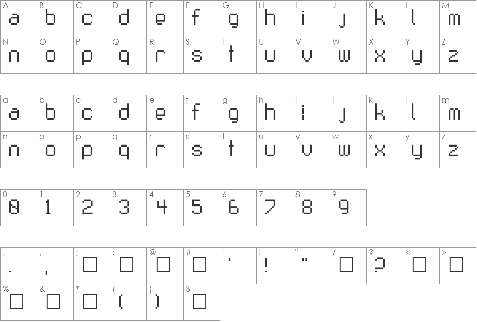 Fruitsalad font character map preview