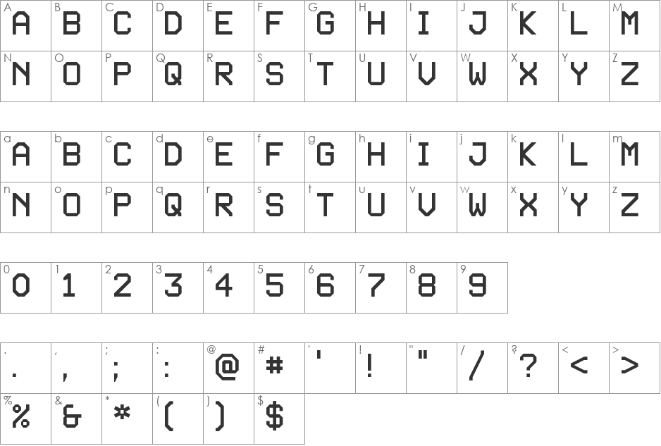 FS Box Normal font character map preview