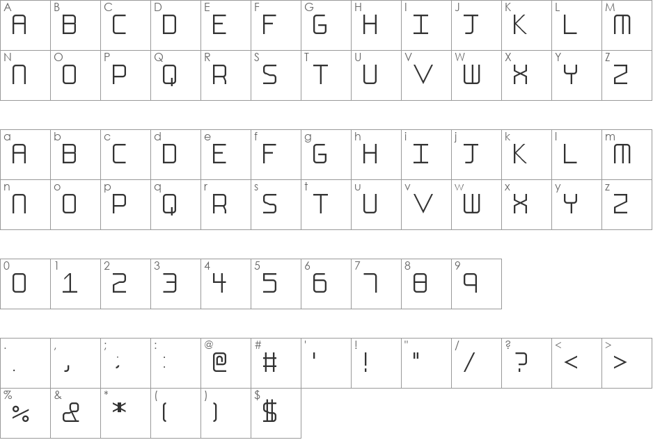 FS Ellipsis font character map preview