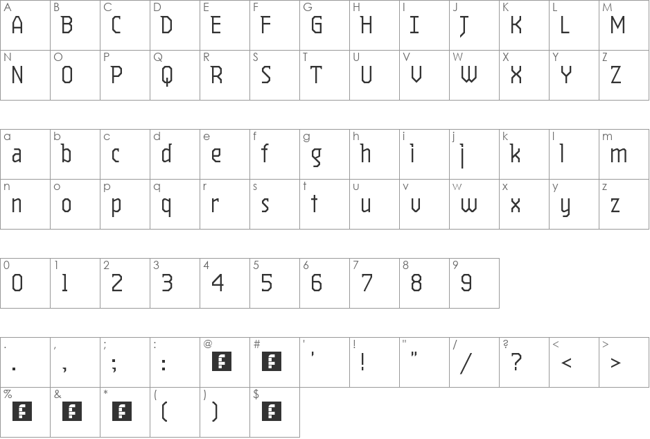 fs Intaglish font character map preview