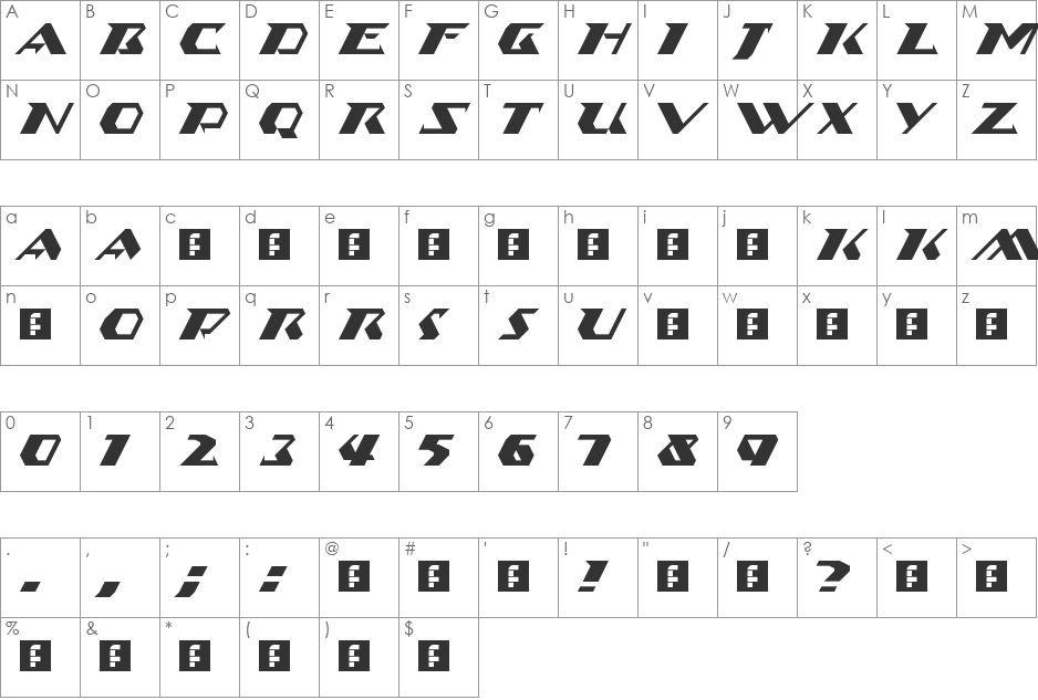 fs Kerplunk font character map preview