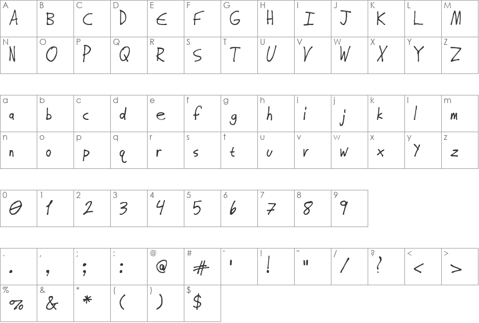 FSO almost regular font character map preview