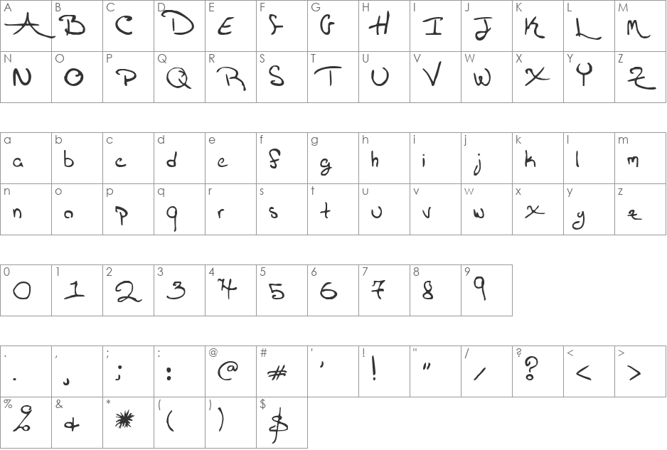 FSO mooh font character map preview