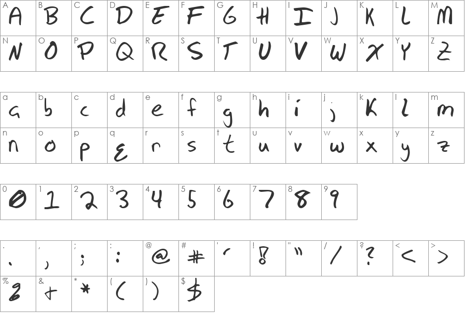 FSO silver notes font character map preview