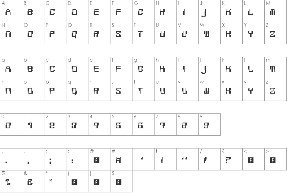 FSPxKayahD70 font character map preview