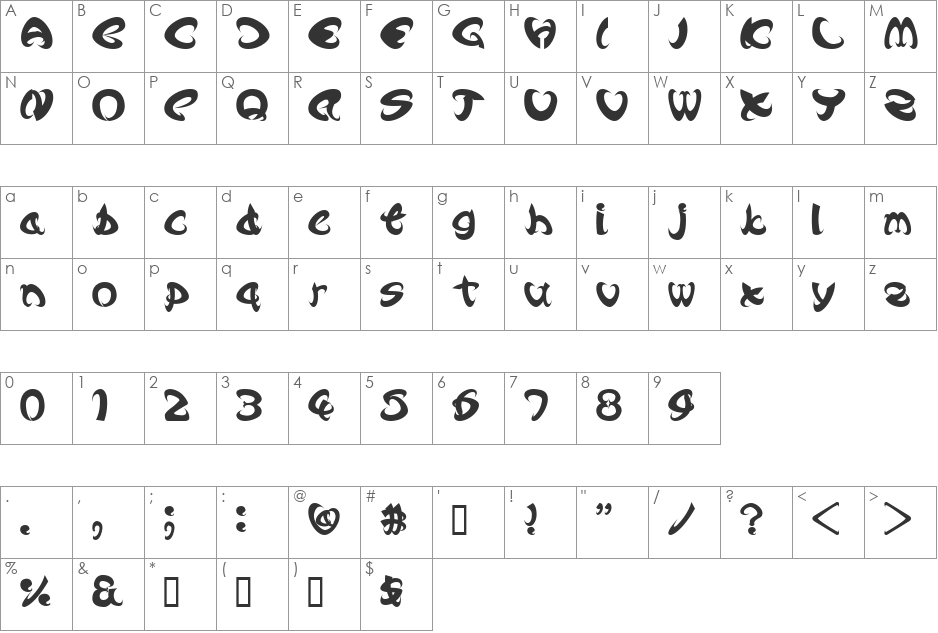 Angle font character map preview