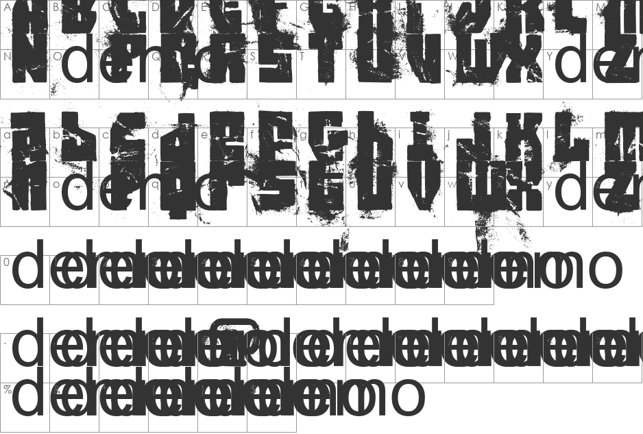 FT Trashed Paper Bag font character map preview