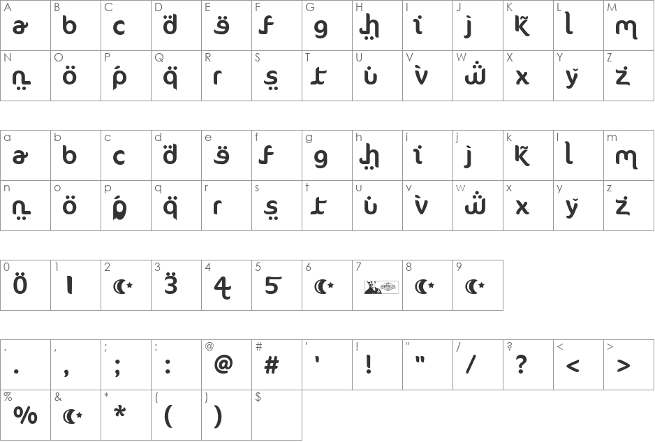 FTF Ahlan Ve Arabez FREE font character map preview