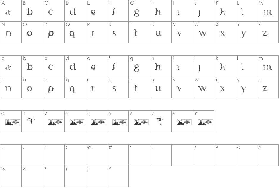 FTF Indonesiana Sketch Book font character map preview