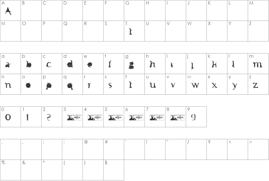 FTF Minthee Indonesiana 3th font character map preview