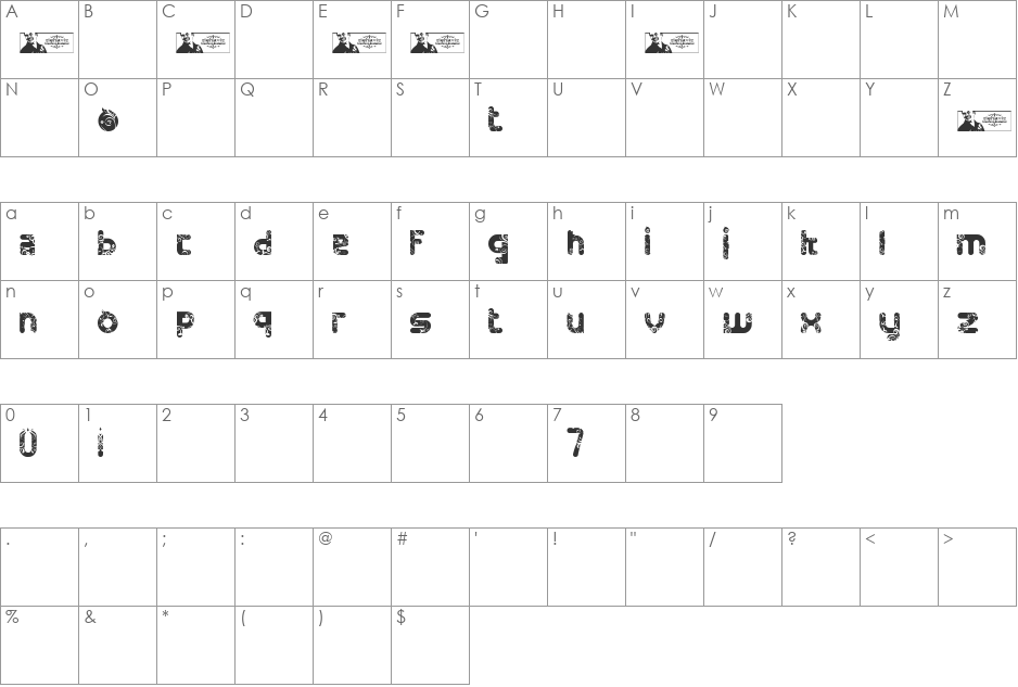 FTF Minthee Limo Free font character map preview