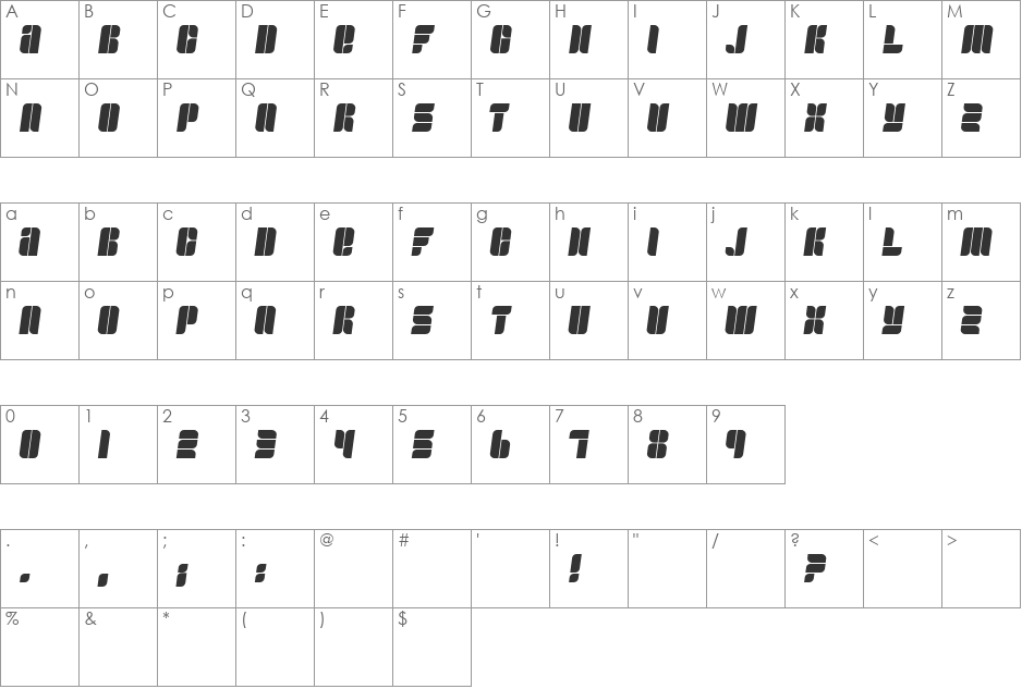 Fullogic font character map preview