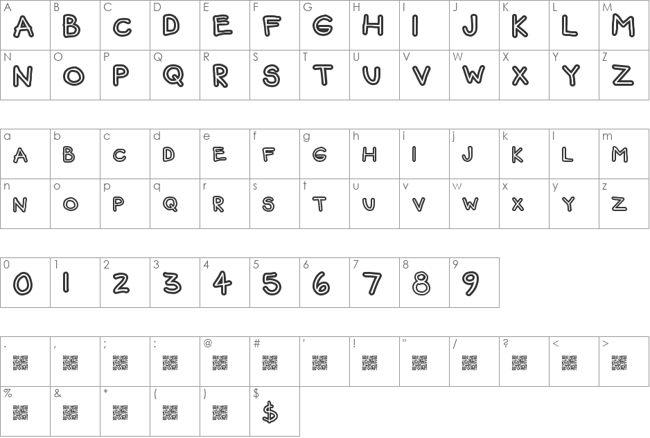 FunBear font character map preview