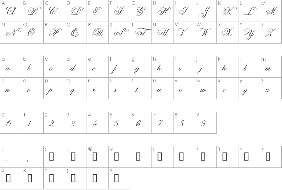 Anglia Olde Concise font character map preview