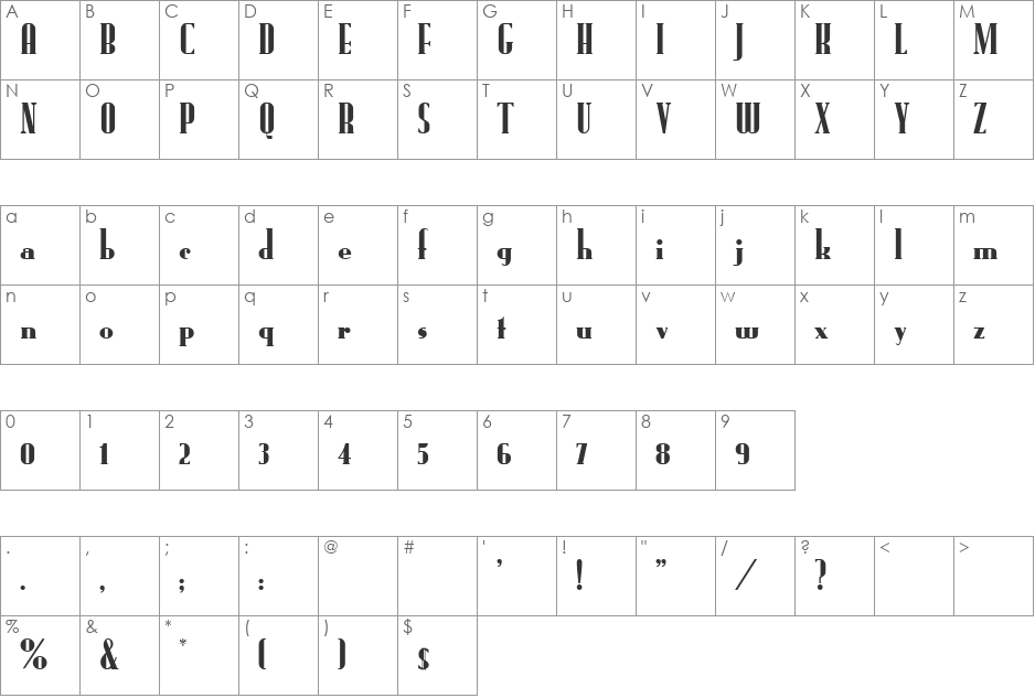 Fund font character map preview
