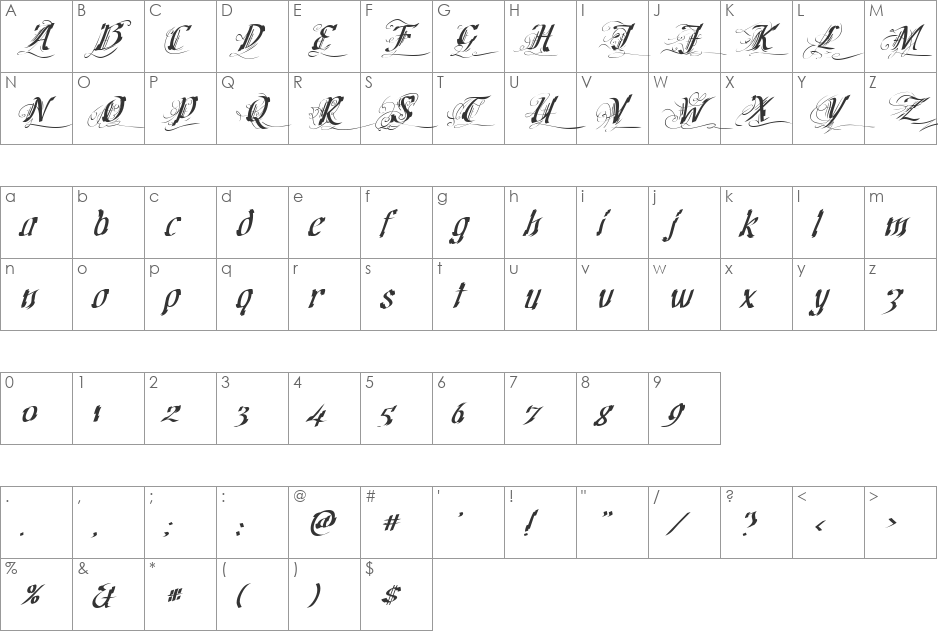 Funda font character map preview