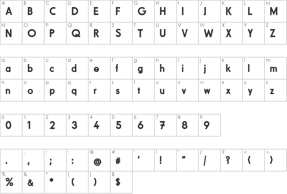 Fundamental  Brigade Schwer font character map preview