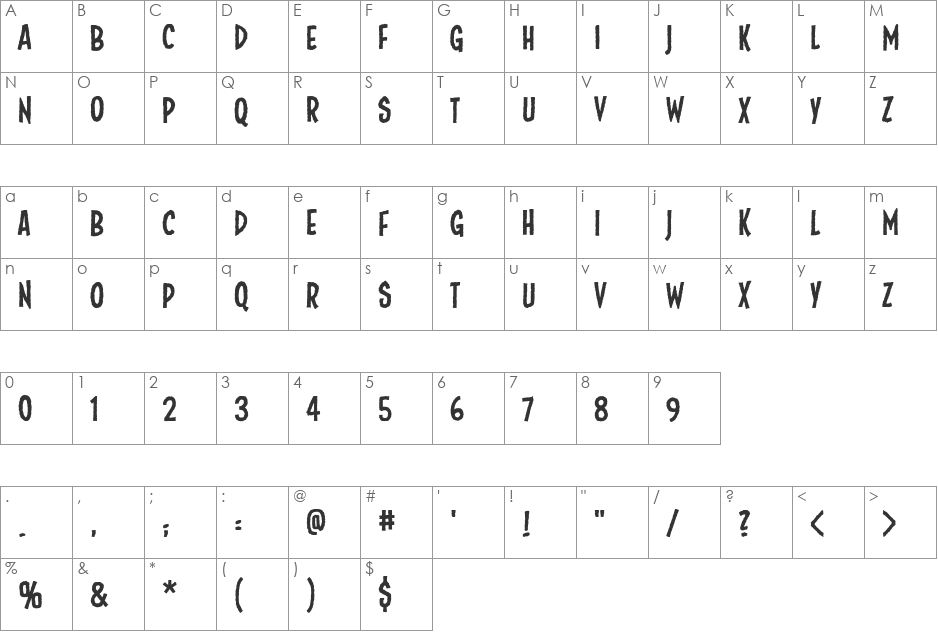Fundead BB font character map preview