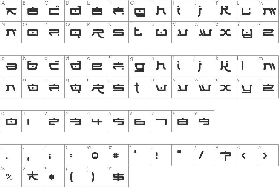 FungFoo font character map preview