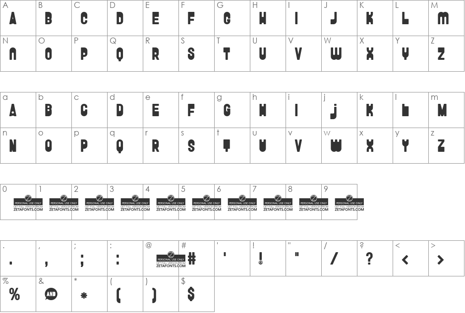 FunGhetto font character map preview
