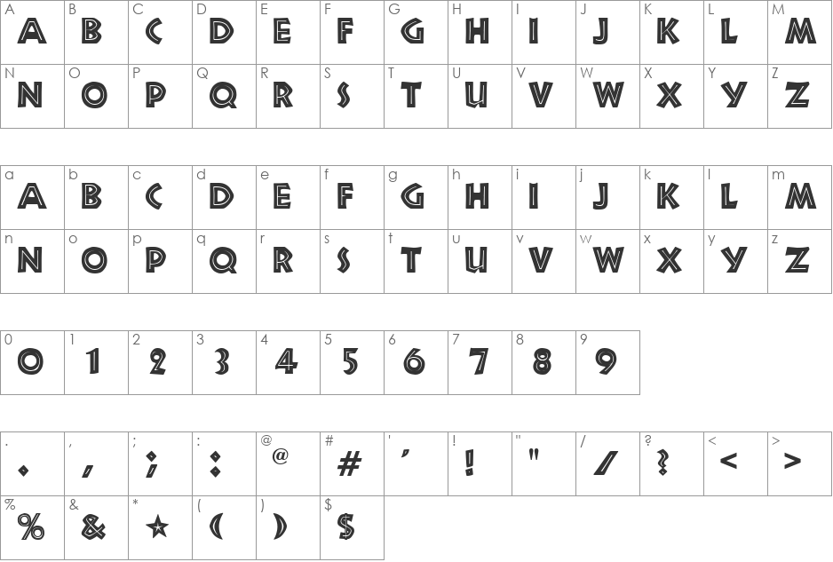 Funhouse font character map preview