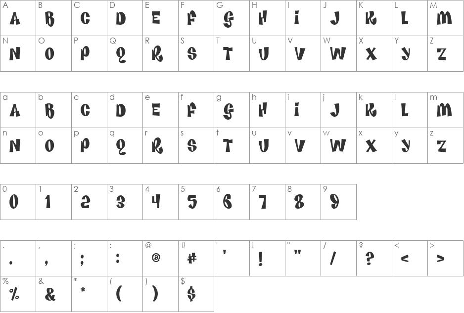 Funkhouse font character map preview