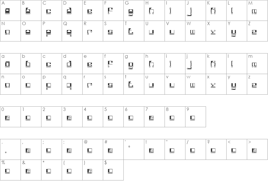 Funkotronic font character map preview