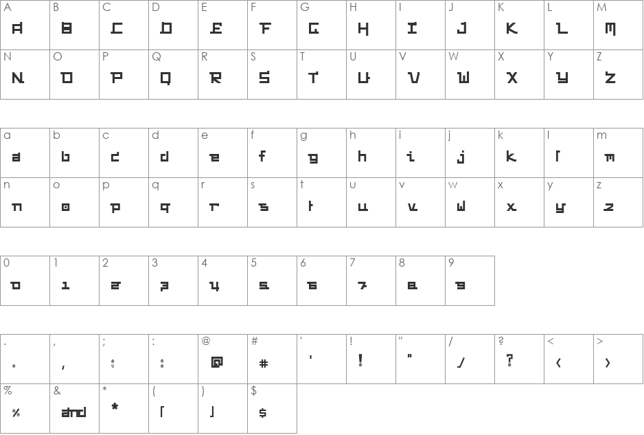 FUNKY CHUNKY font character map preview