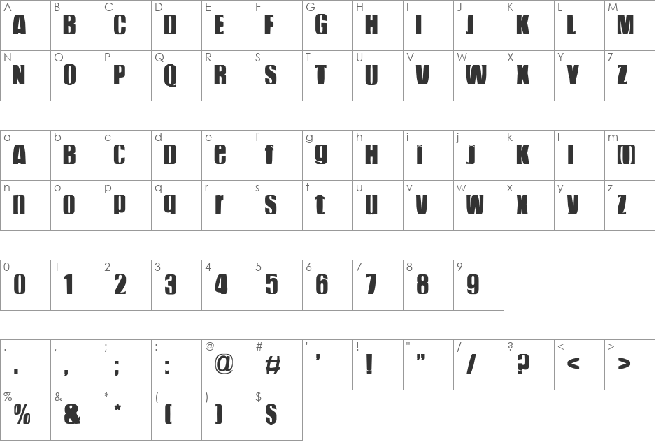 funky dunky font character map preview