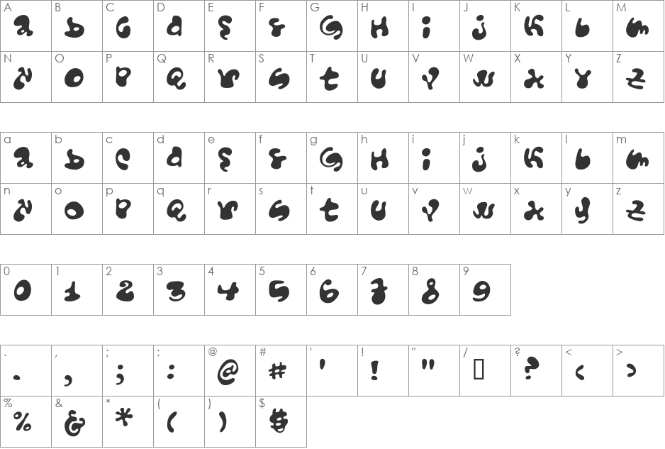 Funky Mushroom font character map preview