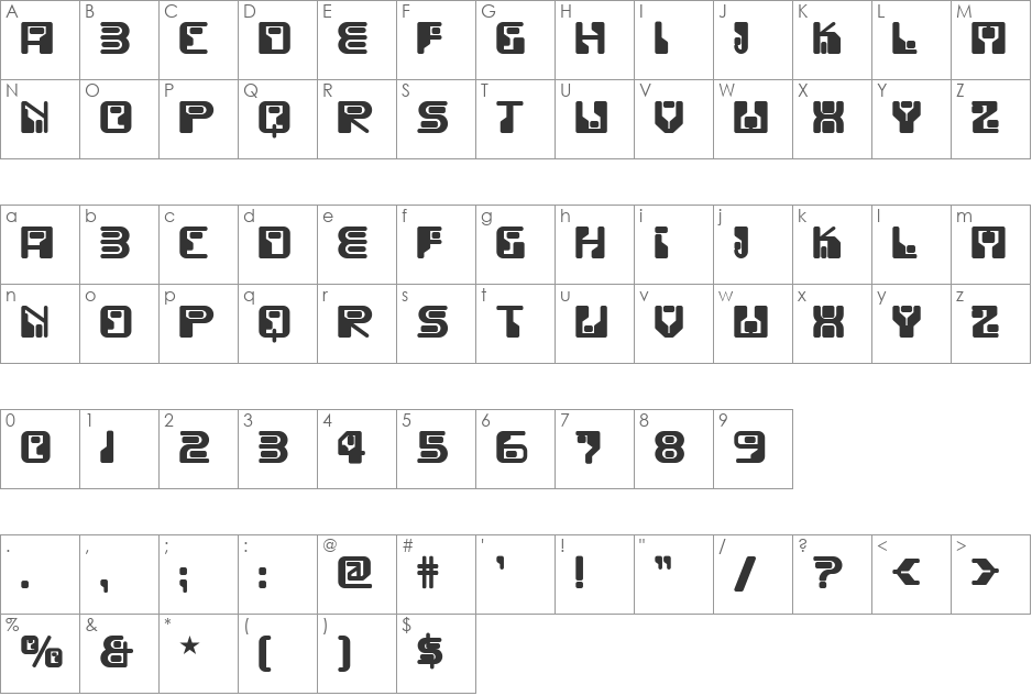 Funky Rundkopf NF font character map preview