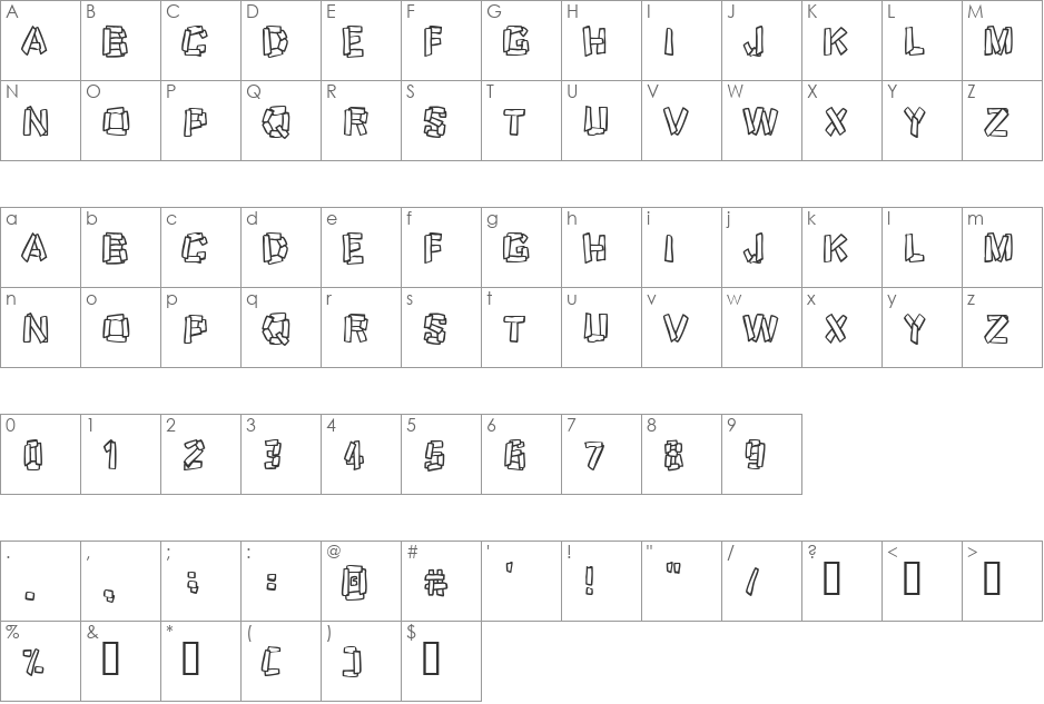 Funky Stoneage font character map preview