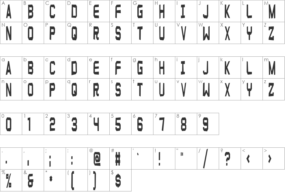 Funny farm hard font character map preview