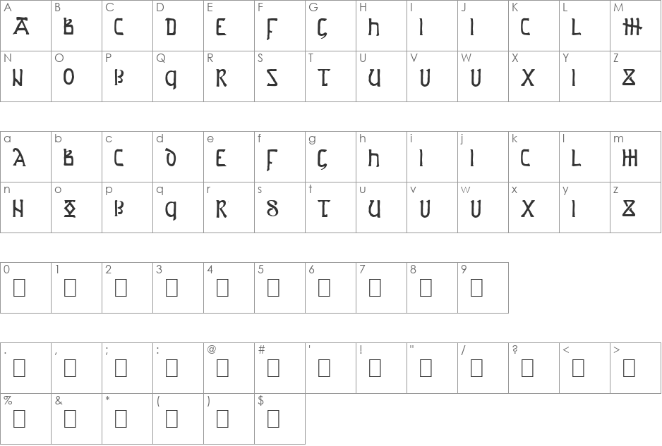 Anglo-Saxon Project font character map preview