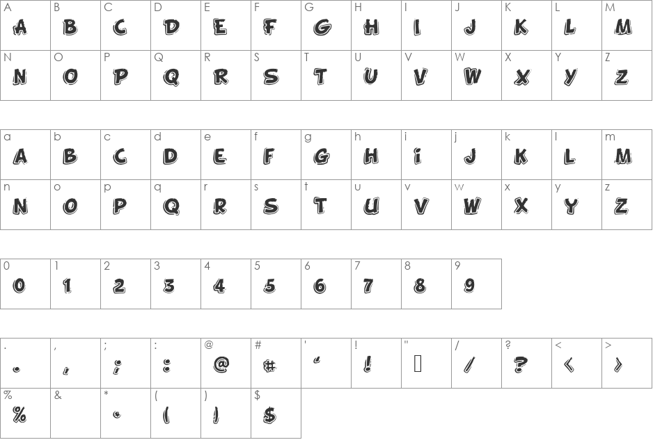 FunnyKid font character map preview