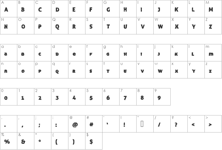FunnyTrip font character map preview