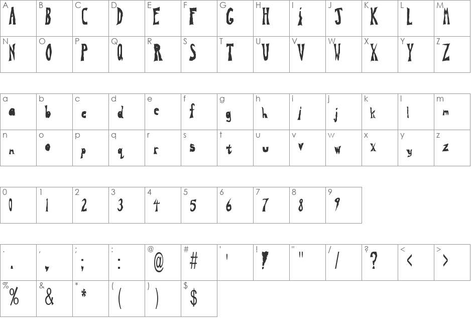 furocious_wild font character map preview