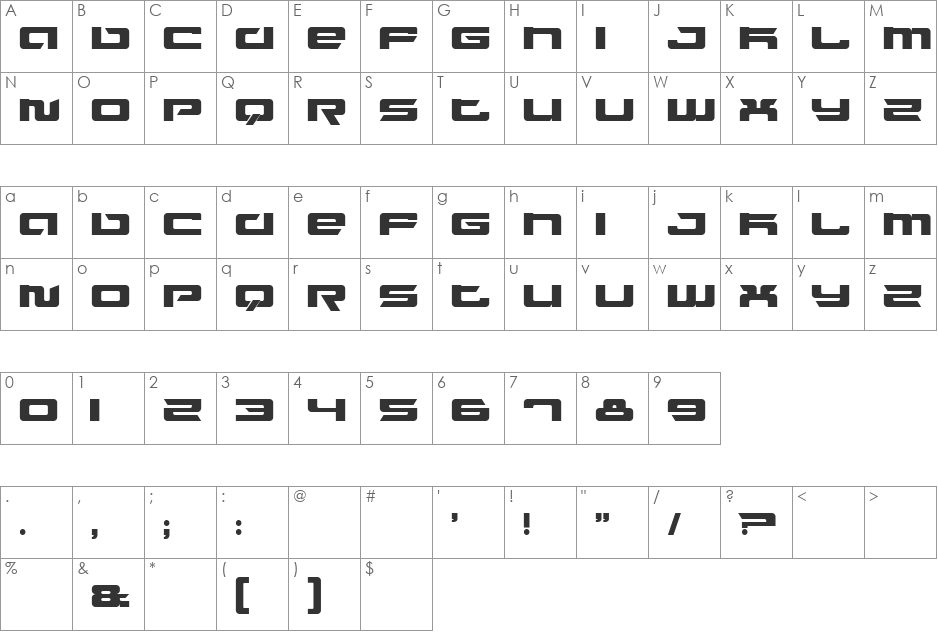 Fusion font character map preview