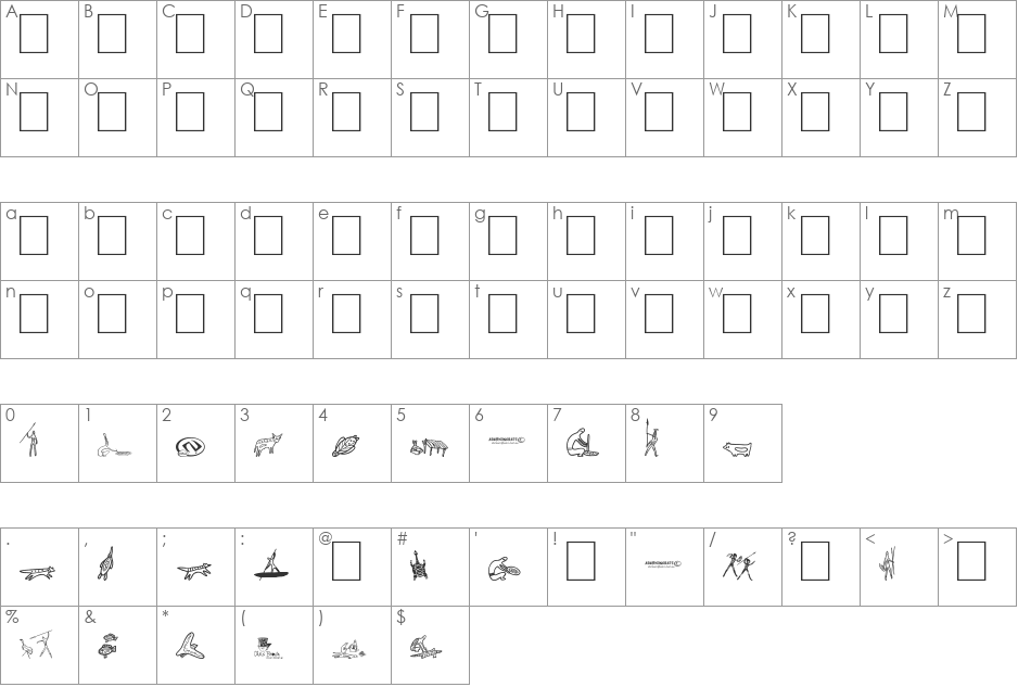 Aboriginebats 2 font character map preview