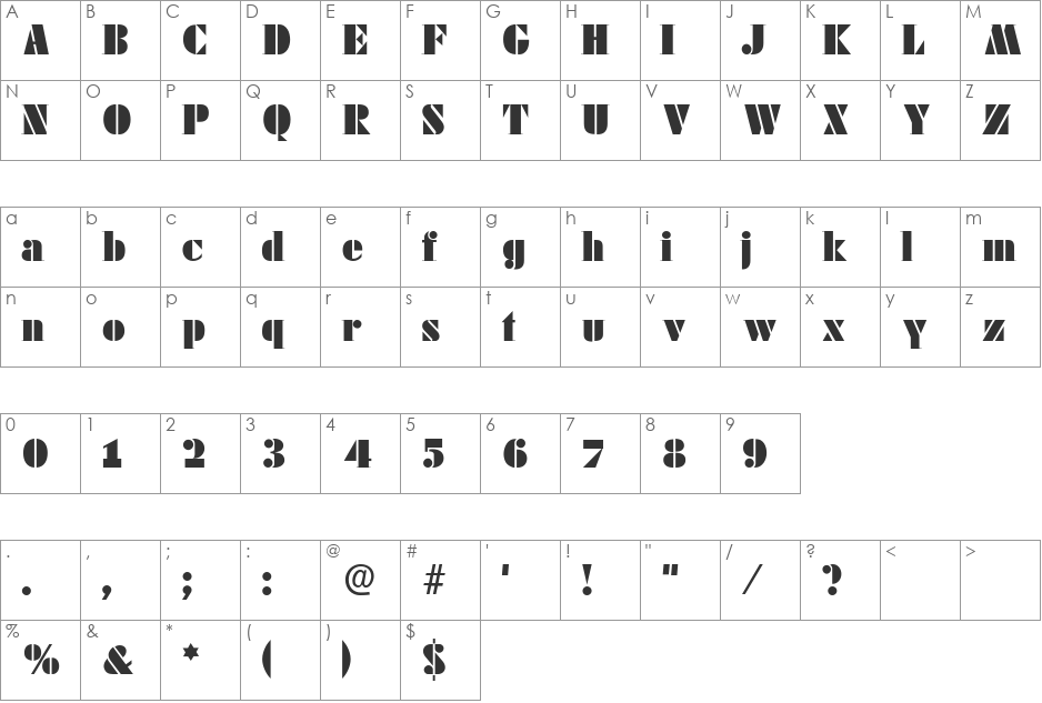 FutstencilSerif font character map preview